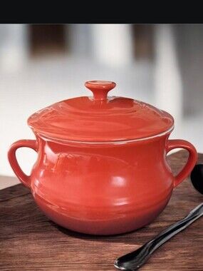 Large Red Ceramic Lidded Soup Tureen with Handles 🍅
